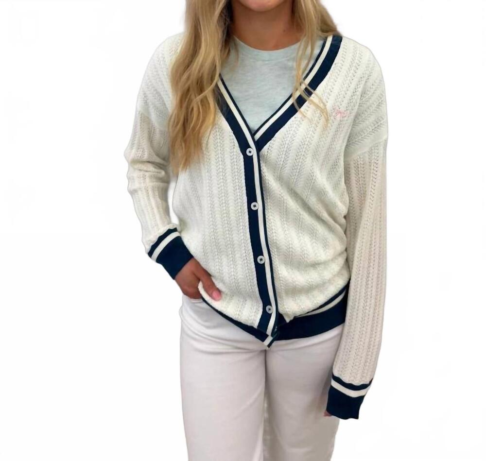 NEW SIMPLY SOUTHERN long varsity cardigan in navy